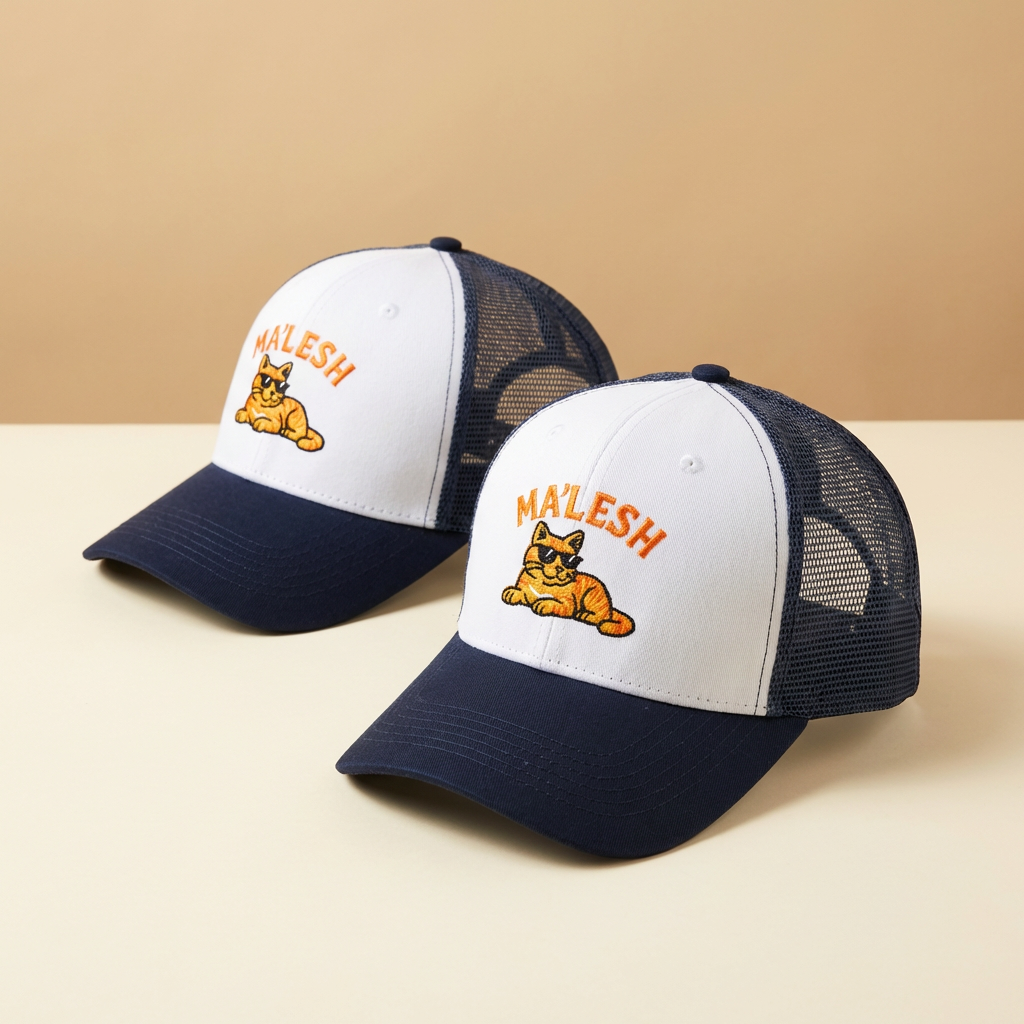 MA’LESH Cool Cat Navy Trucker Hat