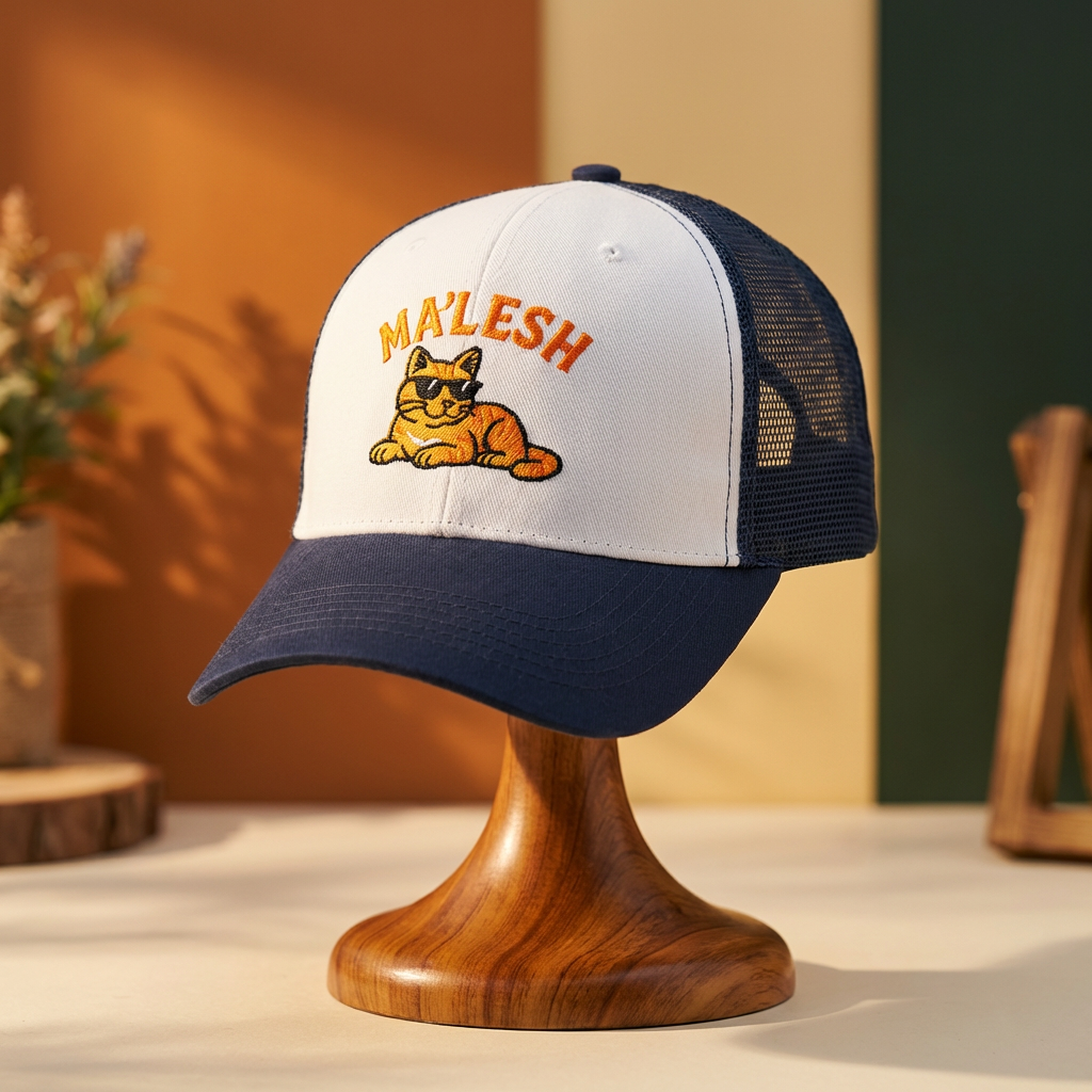 MA’LESH Cool Cat Navy Trucker Hat
